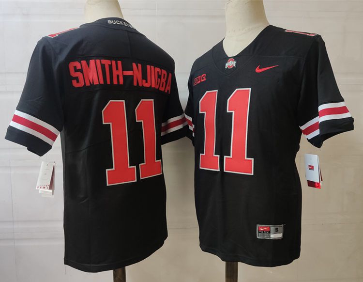 Men Ohio State Buckeyes #11 Smith-Njigba Black Nike 2025 NCAA Jersey